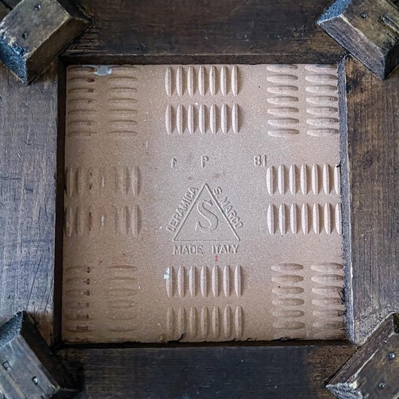 Italian Ceramic Tile Trivet with Carved Wood Frame EUC MCM VTG - Picture 5 of 7